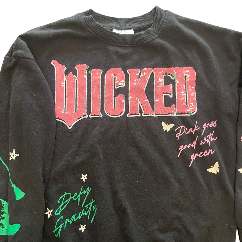 Wicked Musical Universal Studios Flip Sequin Graphic Sweatshirt size XXS - Picture 6 of 7